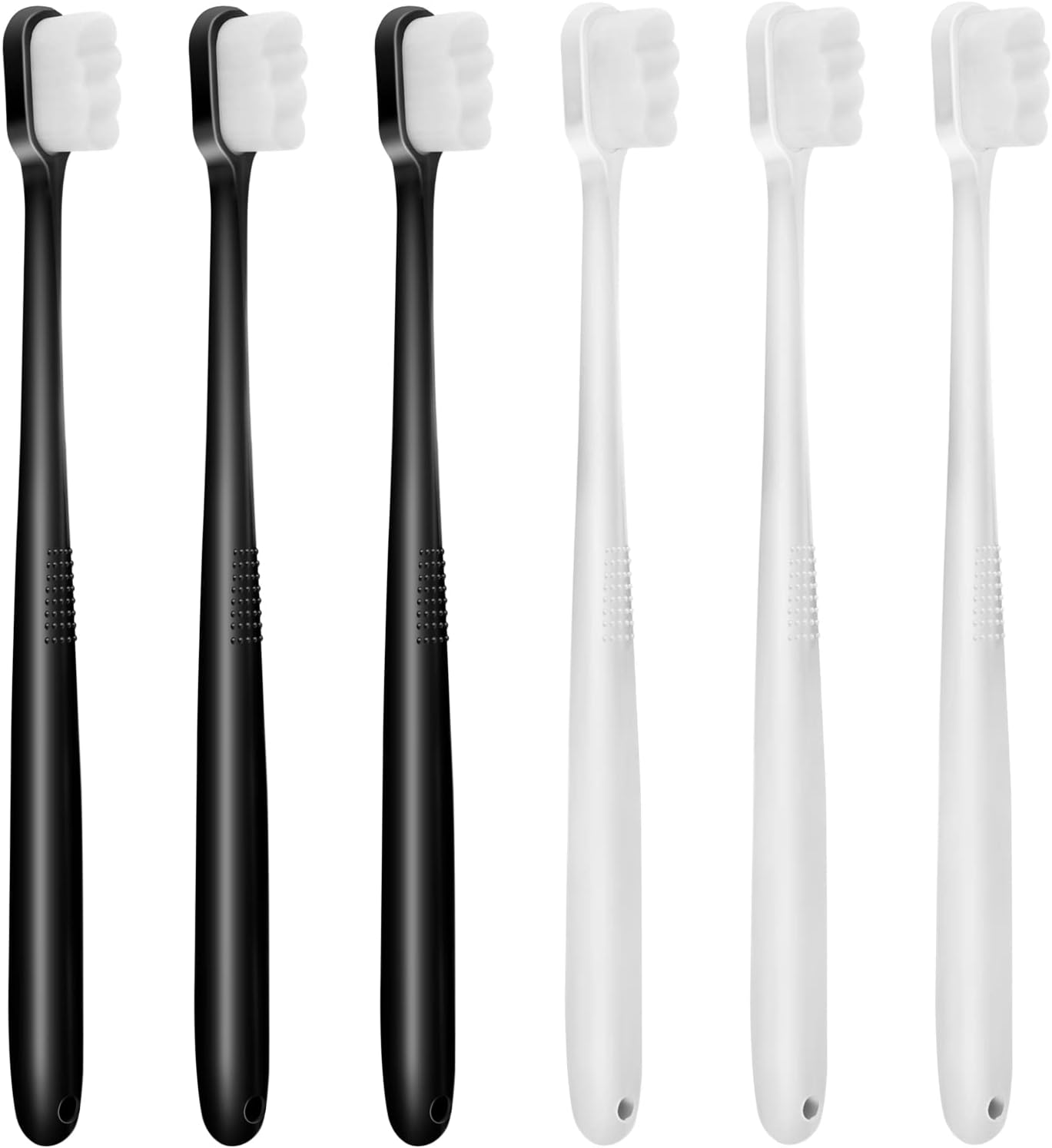 6PCS Extra Soft Toothbrush for Sensitive Gums, Manual Toothbrush with 8 Tubes of 10000 Soft Floss Bristle for Gum Care, Protect Fragile Gums Good Cleaning Effect (3 White & 3 Black)