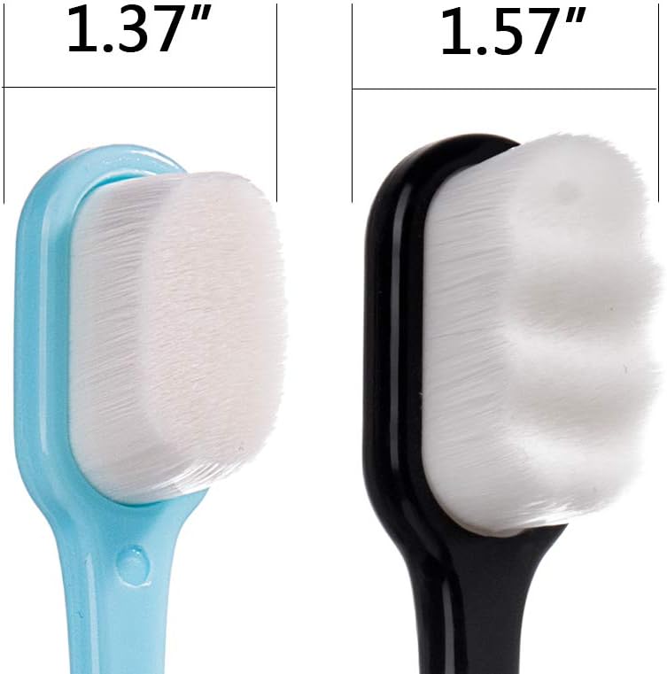 Extra Soft Toothbrush for Sensitive Gums, Manual Toothbrush with 8 Tubes of 10000 Soft Floss Bristle for Gum Care, Protect Fragile Gums Good Cleaning Effect (Blue & Pink) - Image 2