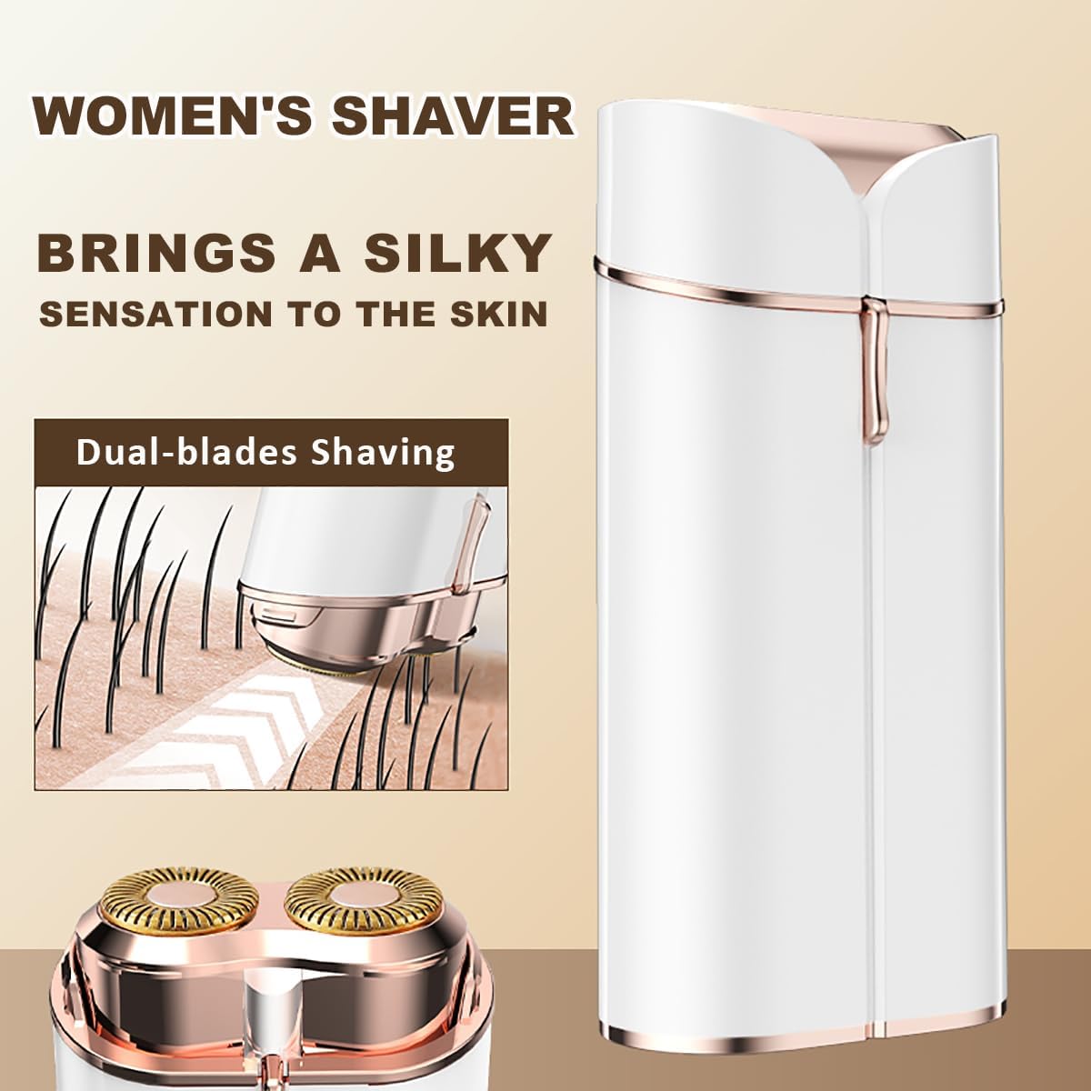 Facial Hair Removal for Women, Portable Painless Electric Shaver Device with Built-in LED, Wet/Dry Electric Razor Hair Remover Epilators for Face, Chin, Upper Lip and Arms (White-2025) - Image 2