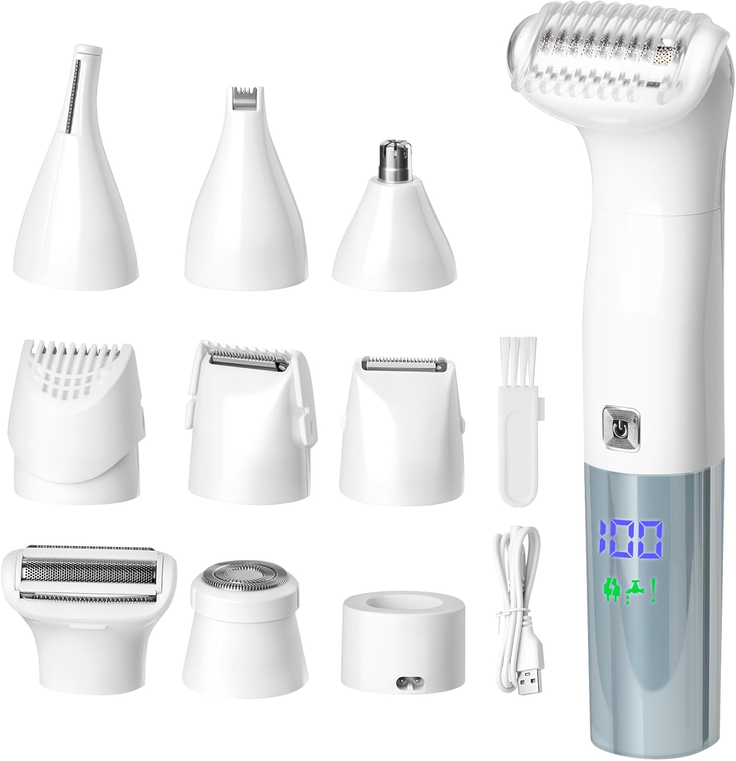 6-in-1 Hair Removal Device, Female Hair Removal Device, Painless Body Hair Trimmer, Suitable for All-Round Hair Removal on The face, armpits, arms, Legs, etc., with Display Screen, Rechargeable