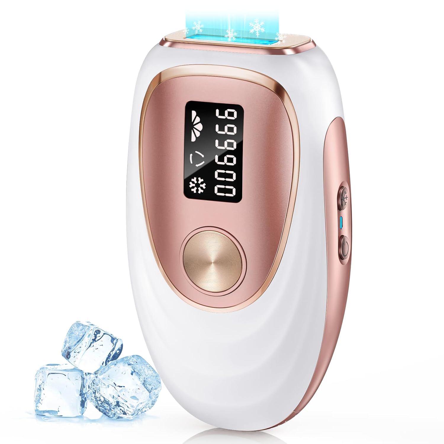 Laser Hair Removal Device for Women & Men - Home 45°F Ice-Cooling Contact for Painless & Long-Lasting Results, 86% Hair Reduction in 3 Weeks for Full Body & Bikini Line, Rose Gold
