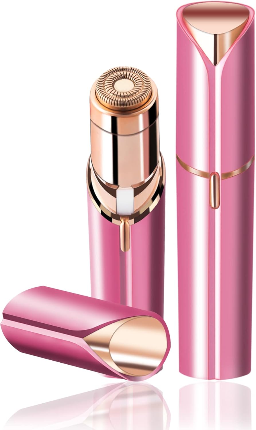 Facial Hair Remover for Women- as Seen on TV Painless Face Shaver -Mini Hair Remover, Electric Razor Shaver Portable Bikini Epilator for Lips, Chin, Armpit, Peach Fuzz, Fingers, Neck, Cheek (Rose red)