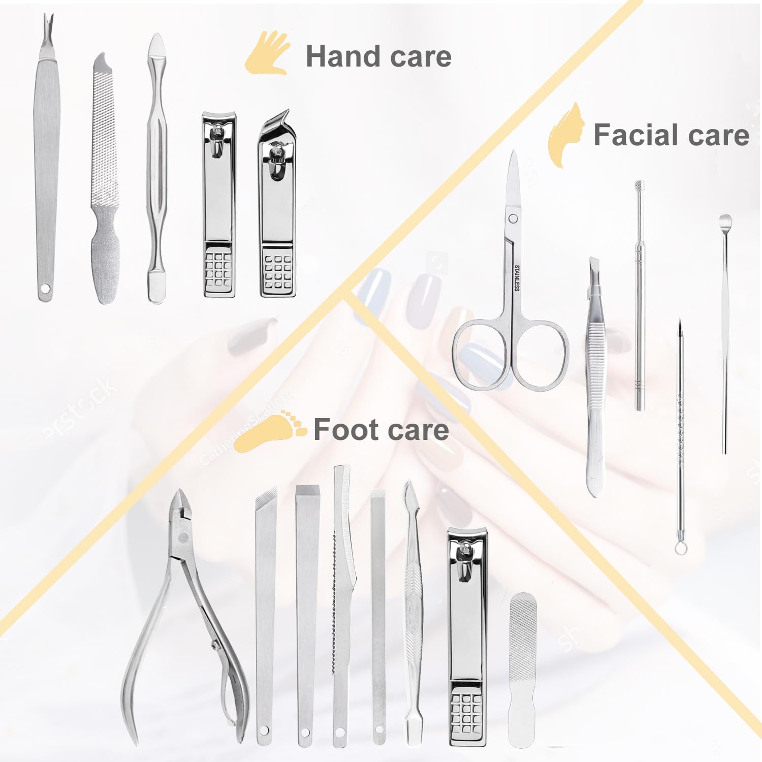 Nail Clippers set for Men and Womens Gift Manicure Set 18 Pieces Stainless Steel Manicure Kit,Nail Care Tools with Luxurious Travel Case - Image 2