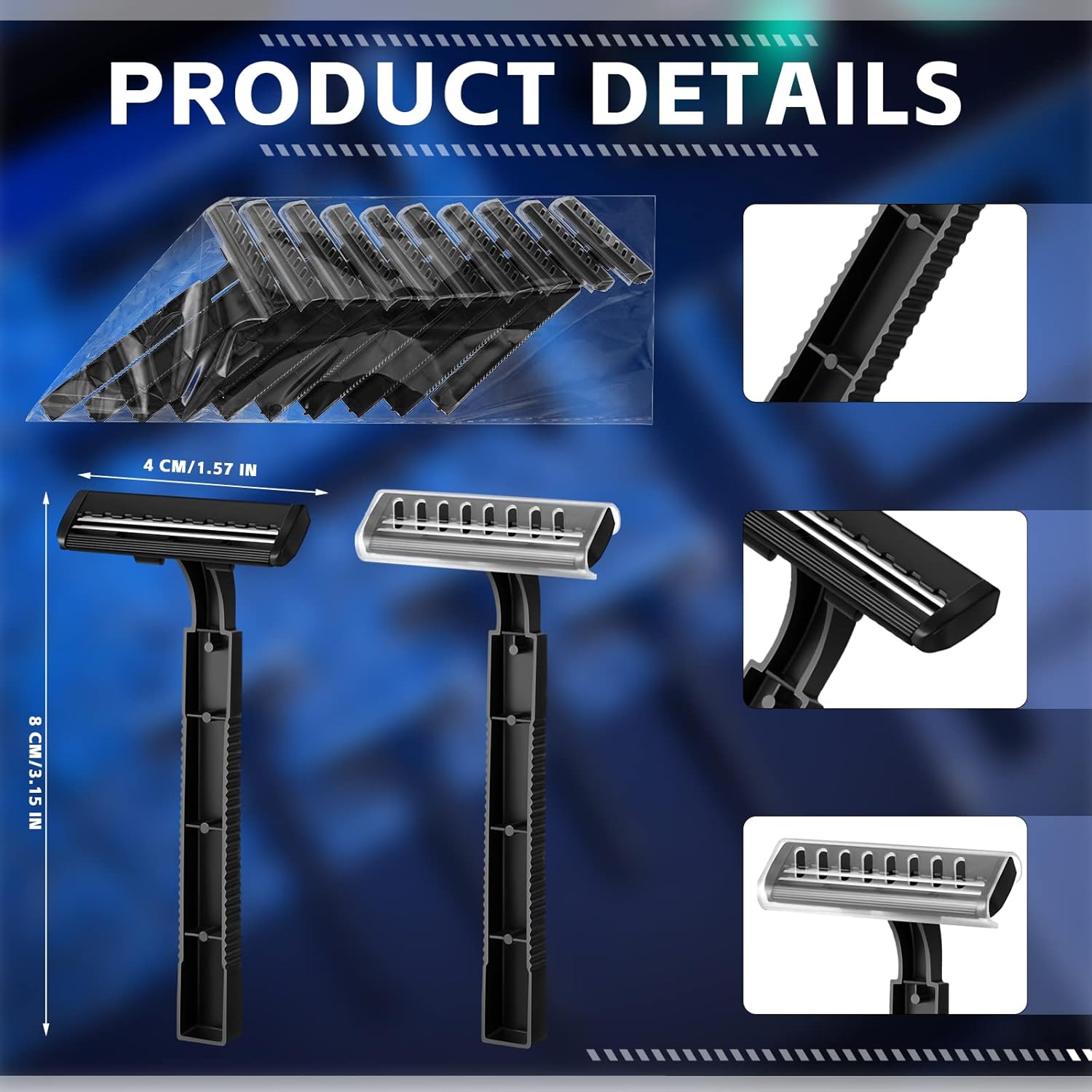 100 Pcs Twin Blade Disposable Razors Bulk with Safety Cap Stainless Steel Shaving Razors Bulk Multipurpose Portable for Men Women Bathing Hotel Travel Camping Charity Apartment - Image 2