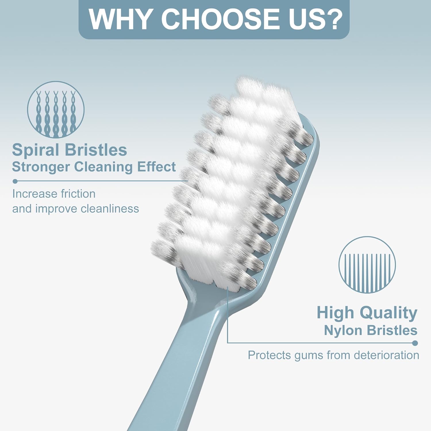 Firm Toothbrush for Adult, Manual Wider Head Tooth Brush with Tongue and Cheek Cleaner, Extra Hard Bristles, 4 Count, More Efficient and Deeper Cleaning - Image 2