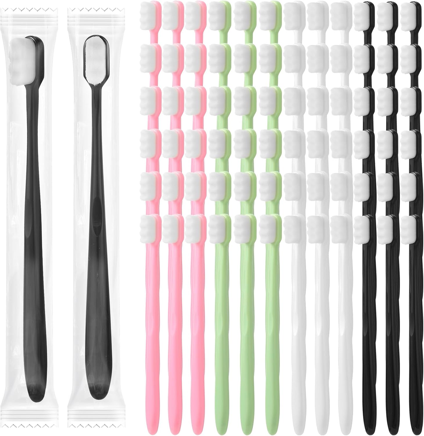 80 Pcs 7" 4 Colors Extra Soft Toothbrush Bulk 20, 000 Soft Bristle Compact Micro Nano Manual Gum Comfort Toothbrush Oral Care for Braces Sensitive Teeth Recession