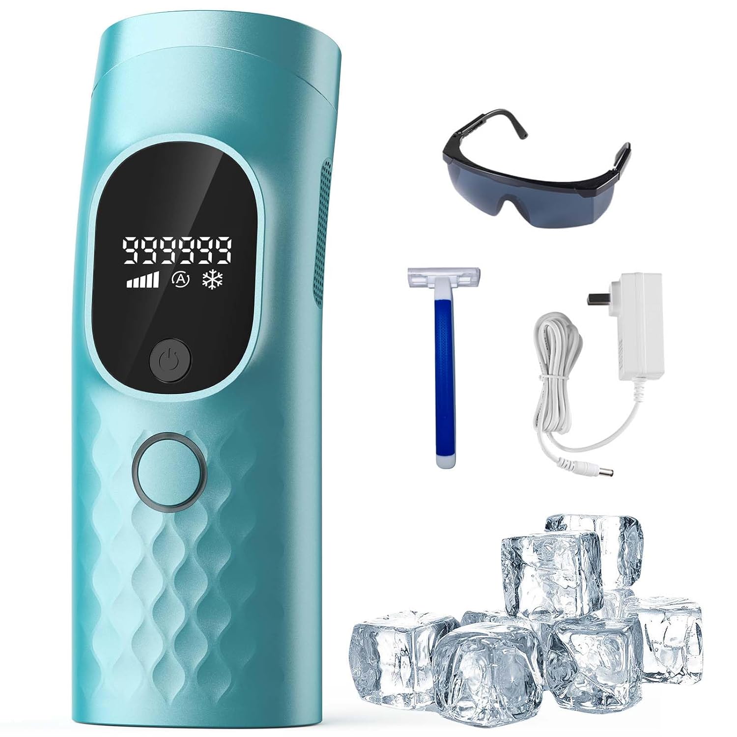 Laser Hair Removal for Women and Men - Permanent Painless Ice Cooling Device Remover Machine with Shaver, Goggles, 999,999 Flashes for Body and Face, Corded