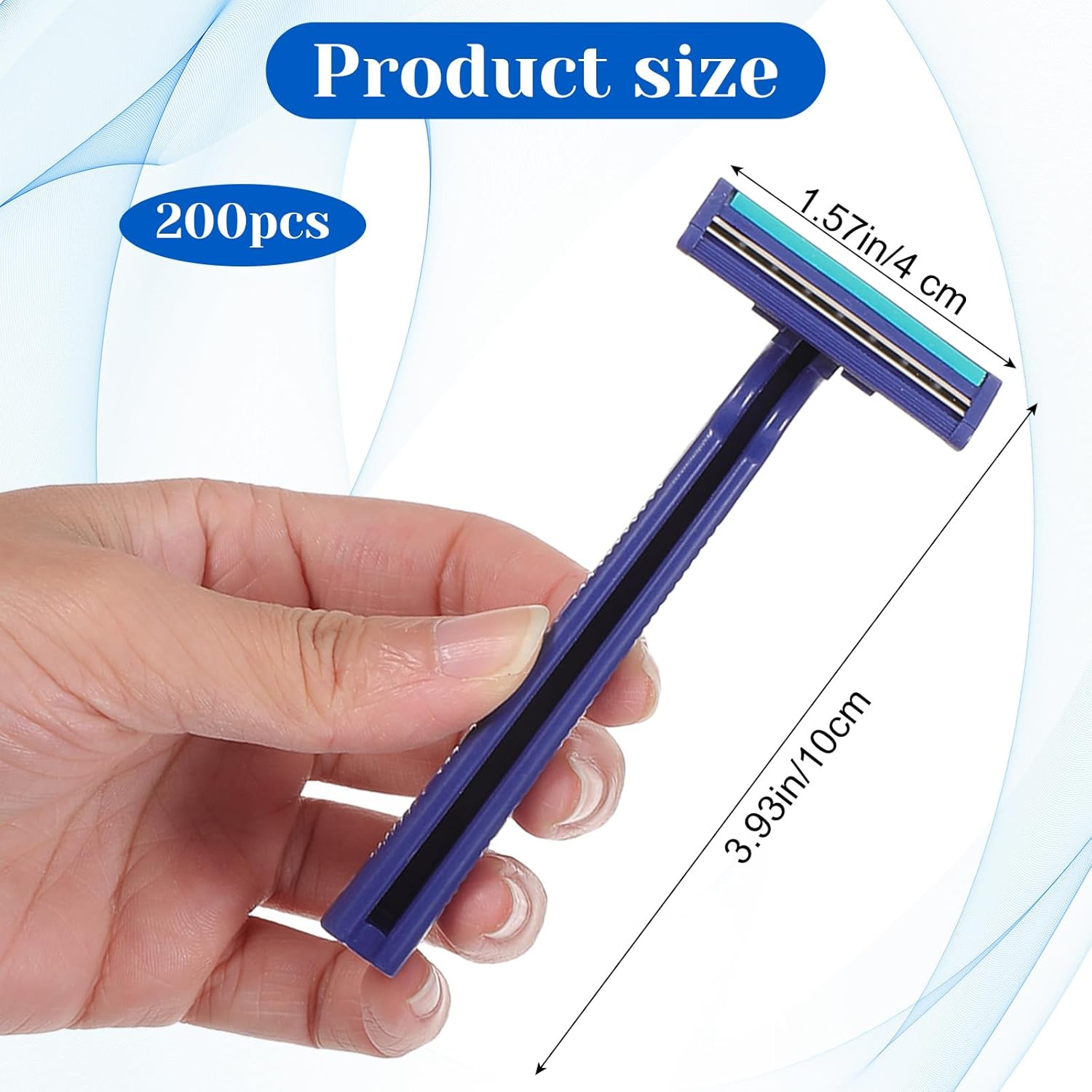 200Pcs Twin Blade Razors for Men, Twin Blade Disposable Razors With Clear Safety Cap, Stainless Steel Disposable Shaver, Multipurpose Portable Manual Shaver for Bathing Hotel Travel - Image 2