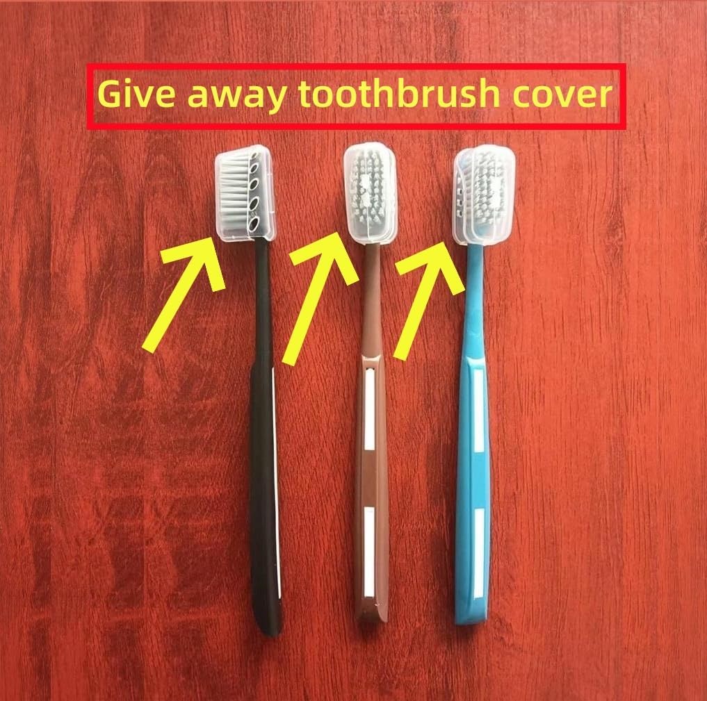 Adult Manual Hard-bristled Toothbrush with Cover, Wide Head Medium Size,for Cleaning Smoke Stain, Tartar, Coffee Stain, Tea Stain.【Hard Bristle Brown, 5 Count (Pack of 1)】 - Image 2