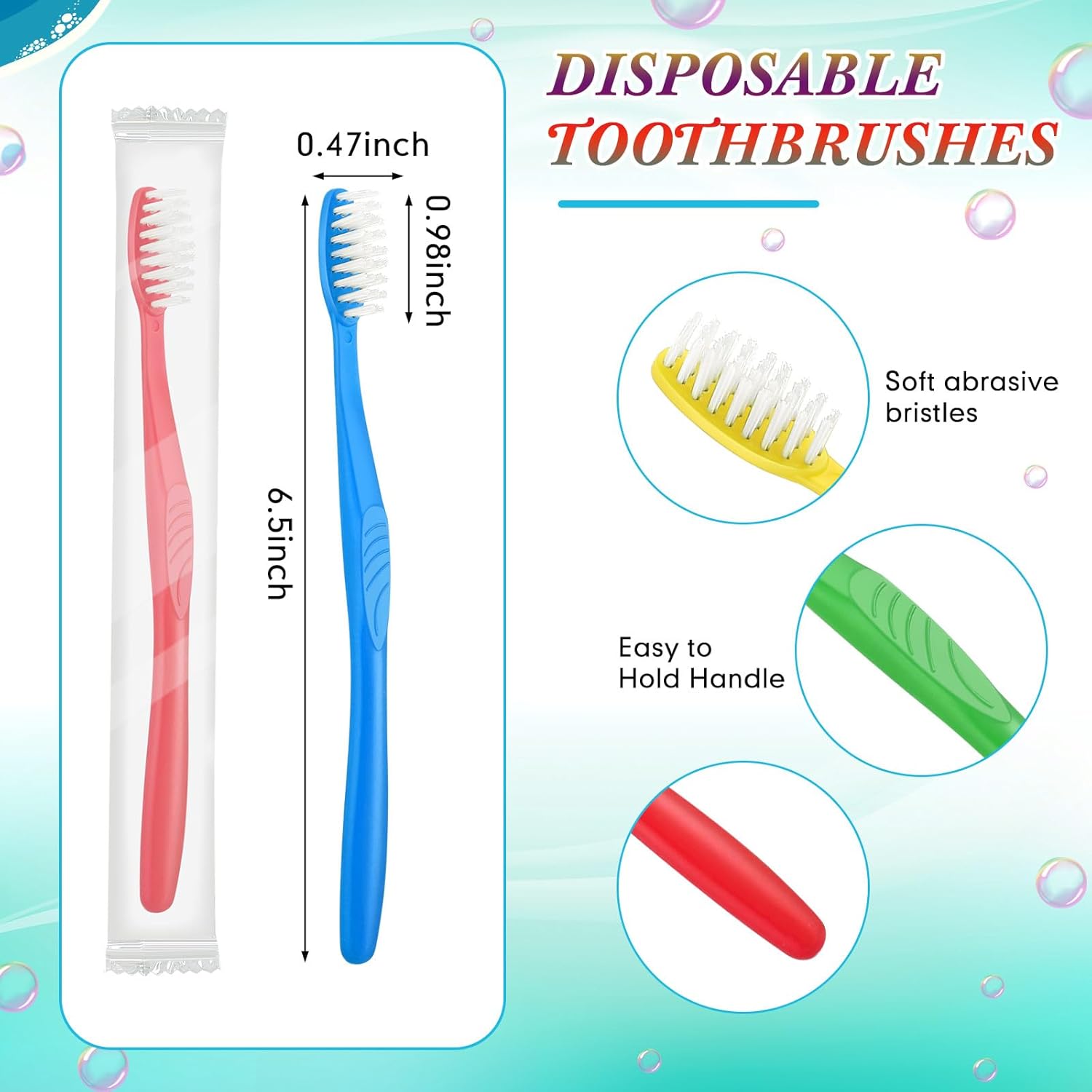 500 Pieces Disposable Toothbrushes Individually Wrapped Toothbrushes Bulk Soft Bristle Tooth Brush Travel Manual Brush for Adults Camping Homeless Office Dental Care - Image 2