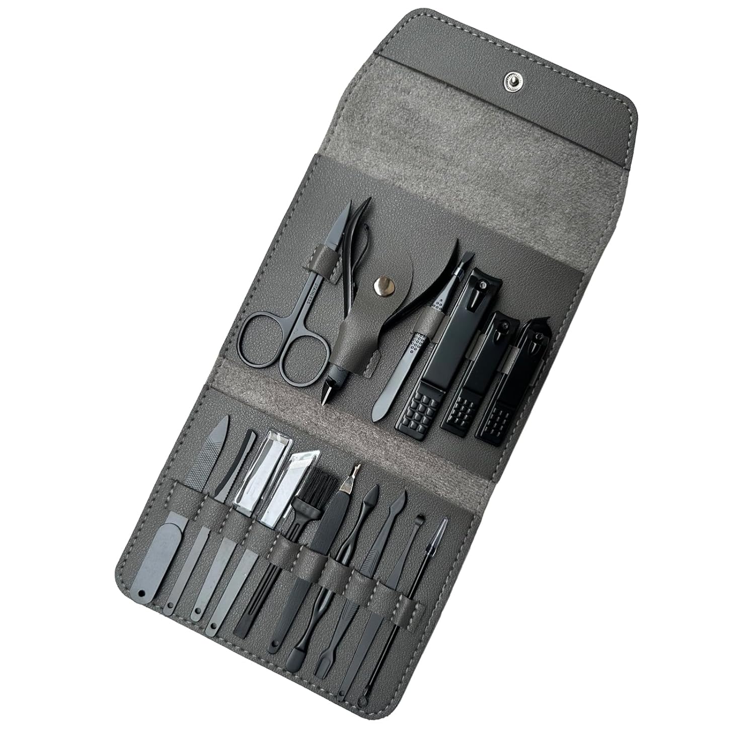 Manicure Set, Professional Nail Clippers Pedicure Kit - 16 Pieces Stainless Steel Personal Nail Care Kit Tools with Portable Travel Case (Gray)