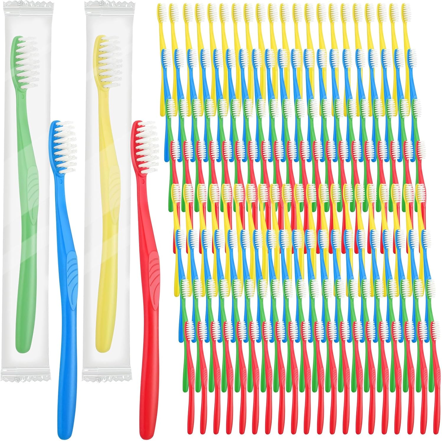 500 Pieces Disposable Toothbrushes Individually Wrapped Toothbrushes Bulk Soft Bristle Tooth Brush Travel Manual Brush for Adults Camping Homeless Office Dental Care